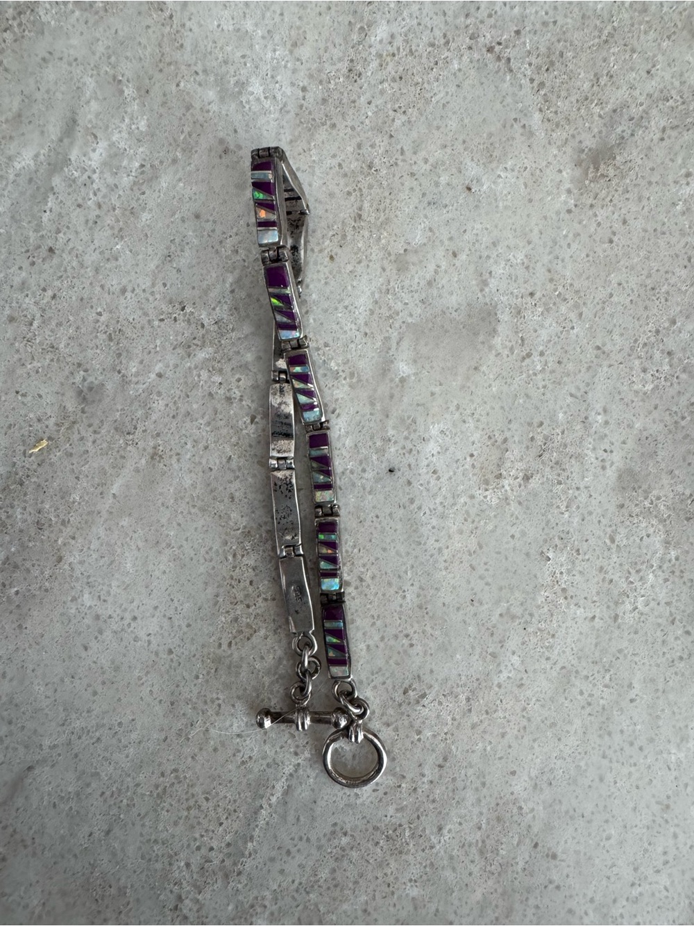 Sterling Silver opal and Purple Inlay Bracelet - Women's Jewelry